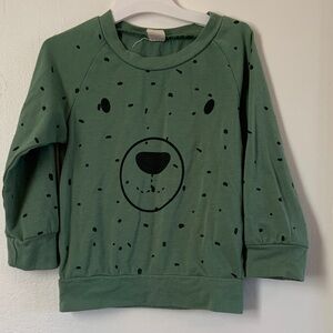 Kids Green Bear Face Sweatshirt